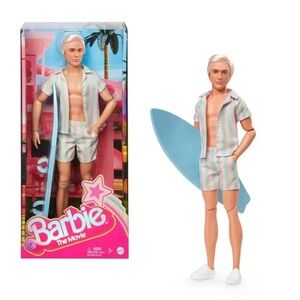 Ken Doll Wearing Pastel Striped Beach Matching Set – Barbie The Movie